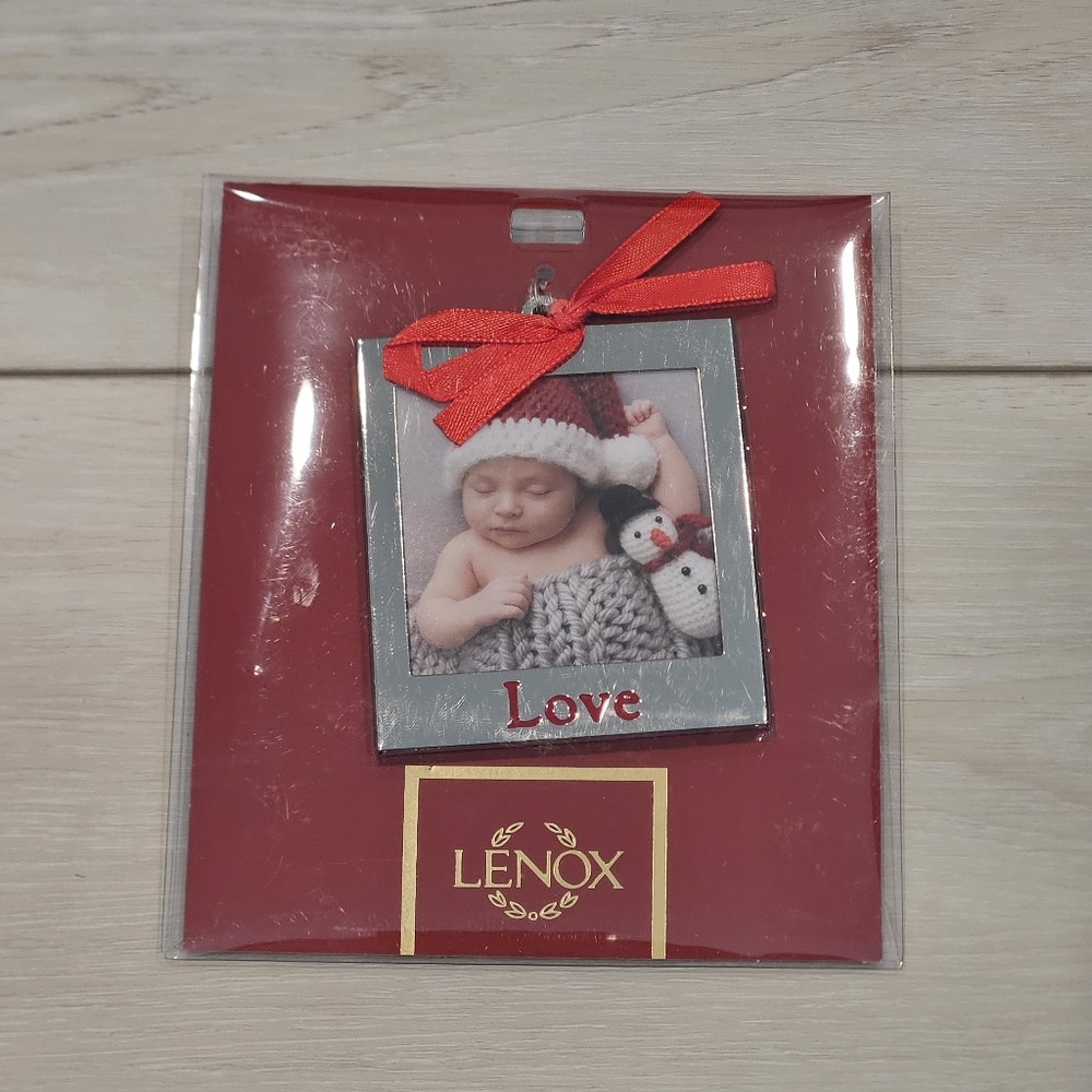 Lenox Christmas Ornament Photo Frame, Red, Love, 2.78in